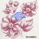 طرح گلدوزی گل خطیK4163